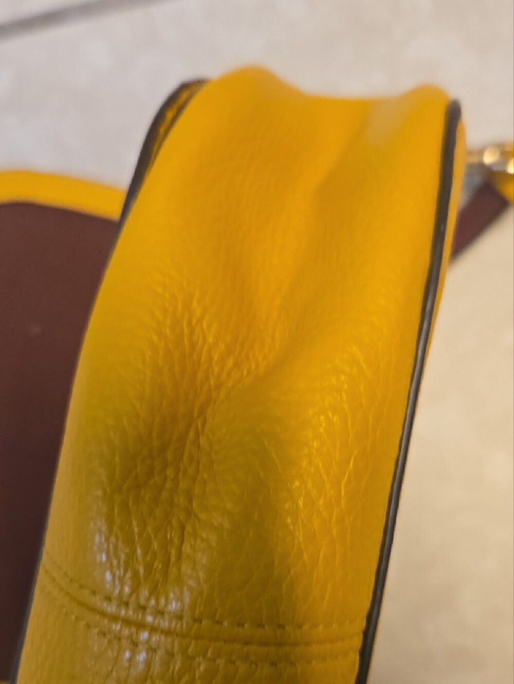 Coach Yellow Pebbled Leather Crossbody with Contrast Strap - Picture 8 of 9